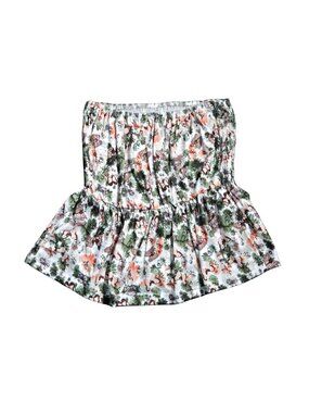 NWOT | Floral Butterfly Print Smocked Tube Top | Ruffle Hem | Size L